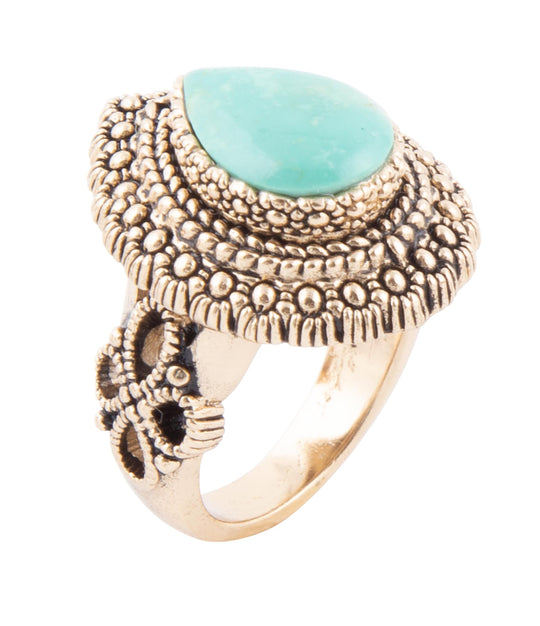 Make an Entrance Green Turquoise and Golden Bronze Ring