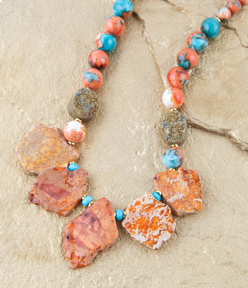 Mandarin Orange Jasper Statement Necklace - Barse Jewelry
