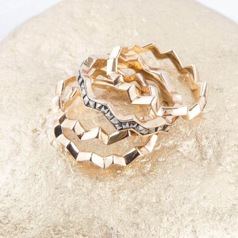 Marcasite and Bronze Stack Ring Set - Barse Jewelry