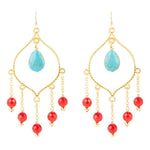 Mija Turquoise and Coral Chandelier Earrings - Barse Jewelry