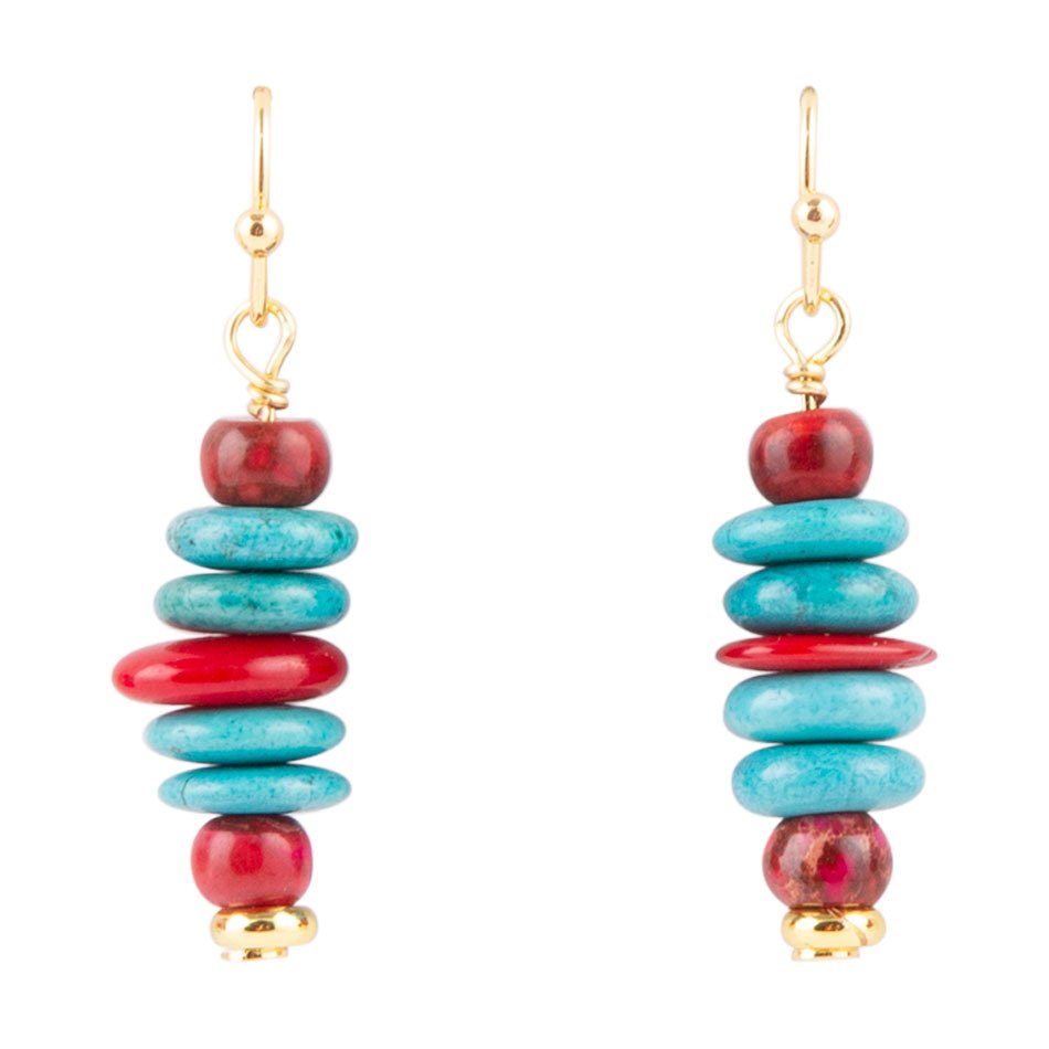 Mija Turquoise and Magenta Stack Earrings - Barse Jewelry
