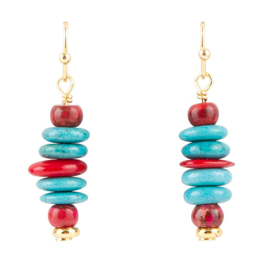 Mija Turquoise and Magenta Stack Earrings