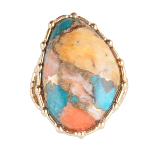 Modern Edge Fused Stone Bronze Ring - Barse Jewelry