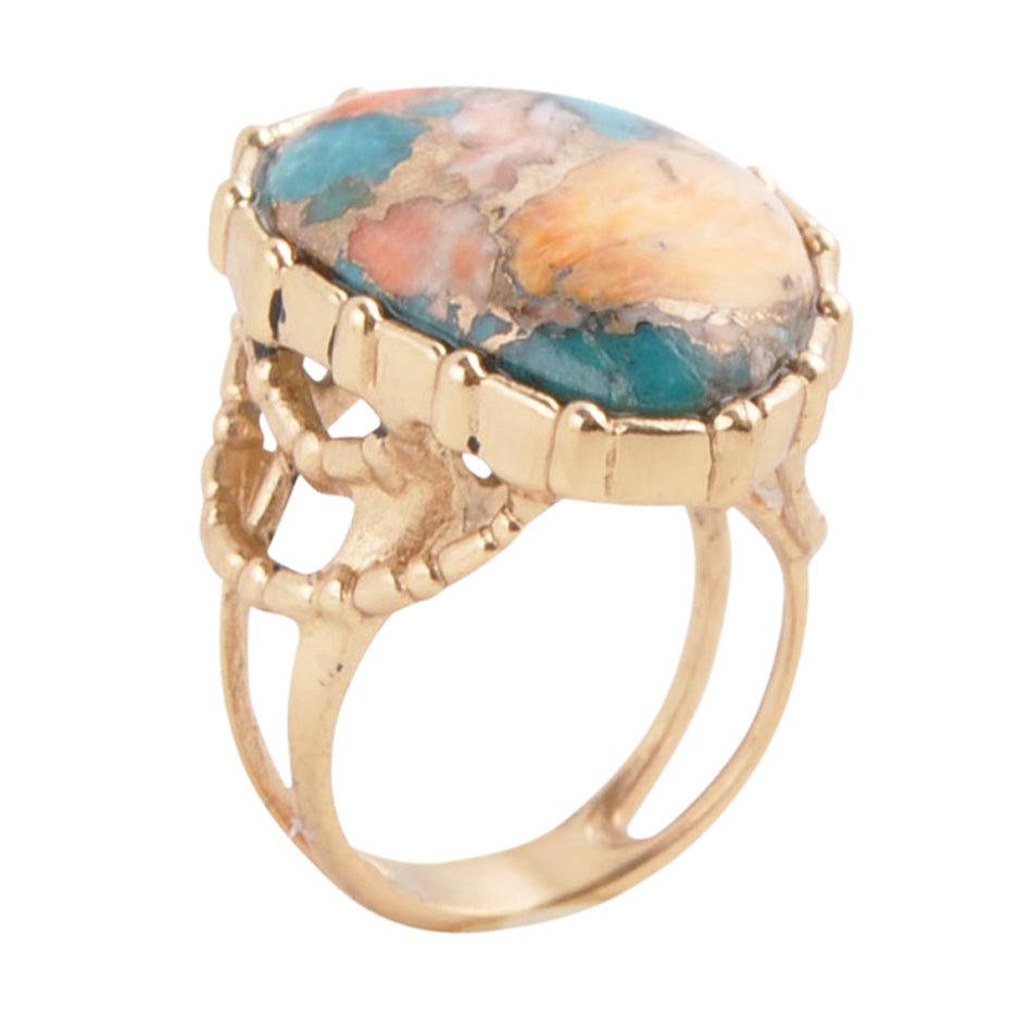 Modern Edge Fused Stone Bronze Ring - Barse Jewelry