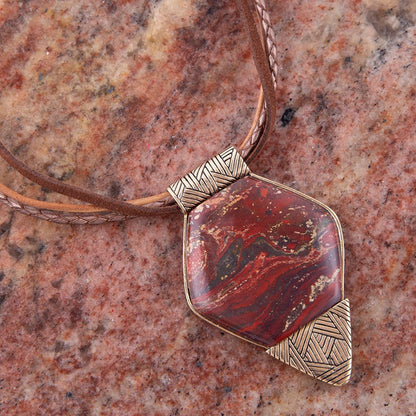 Modern Red Jasper and Bronze Necklace - Barse Jewelry