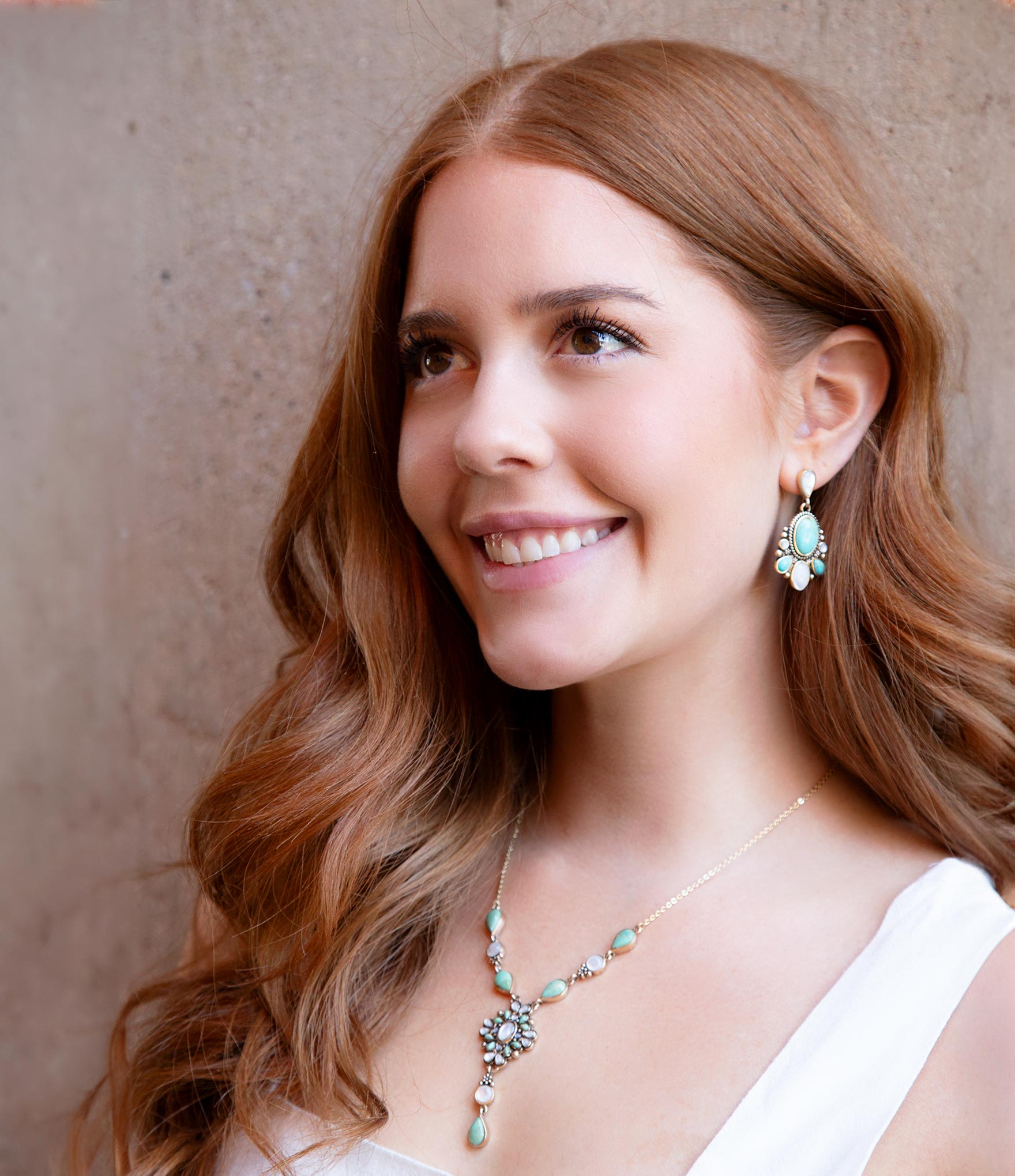 Mother of Pearl and Turquoise Barcelona Y-Necklace - Barse Jewelry