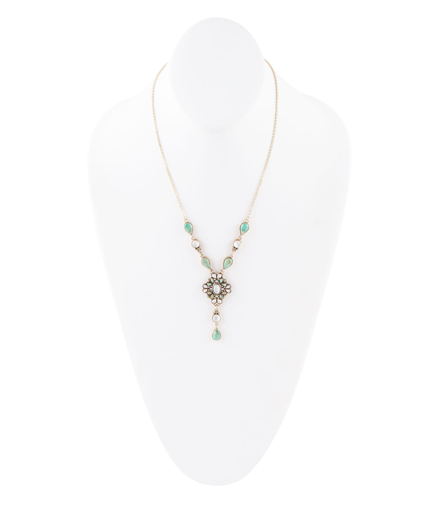 Mother of Pearl and Turquoise Barcelona Y-Necklace - Barse Jewelry