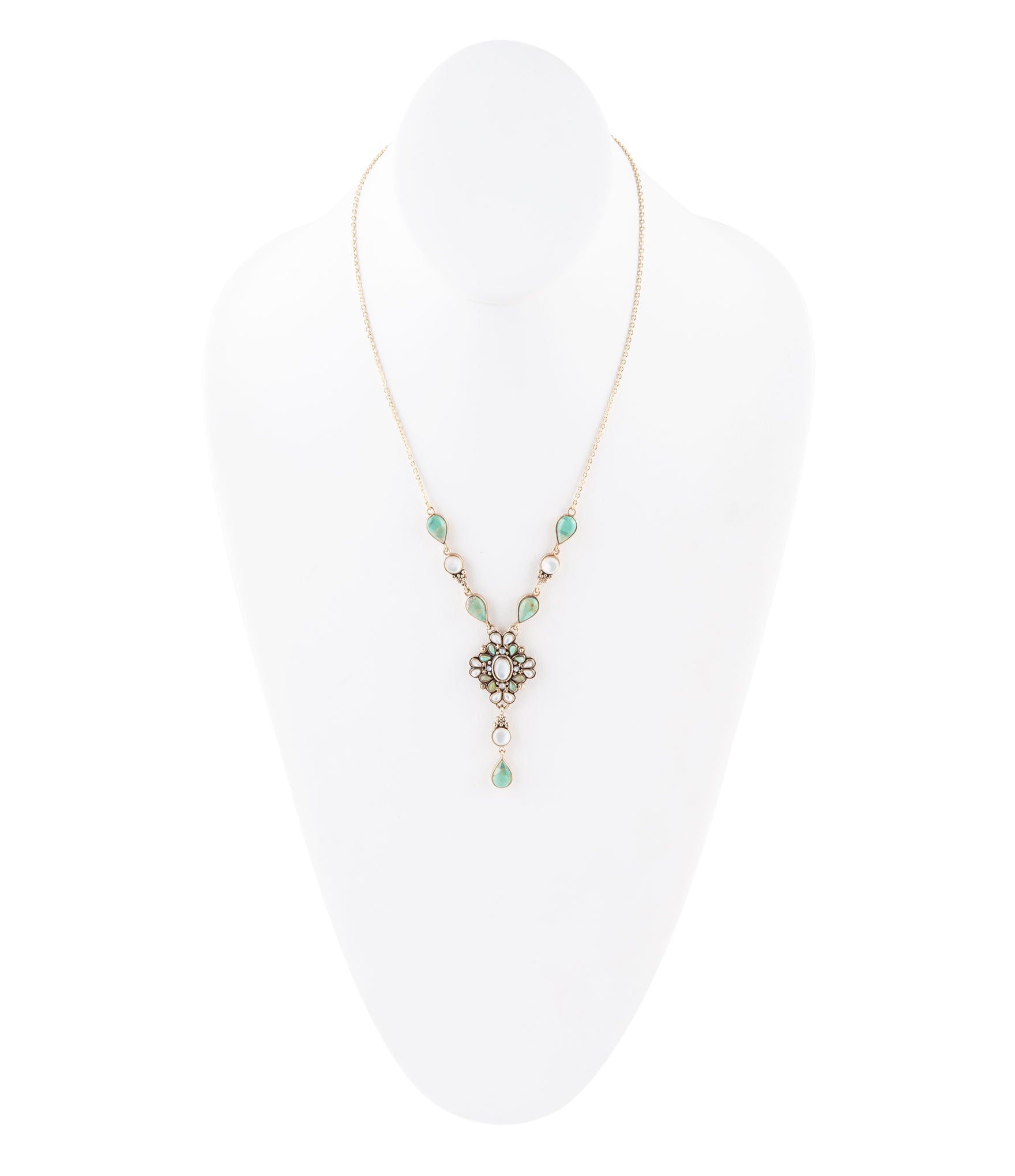 Mother of Pearl and Turquoise Barcelona Y-Necklace - Barse Jewelry