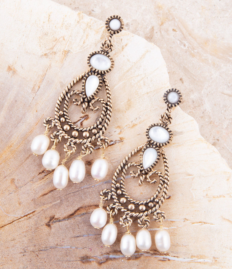 Mother of Pearl Chandelier Earrings - Barse Jewelry