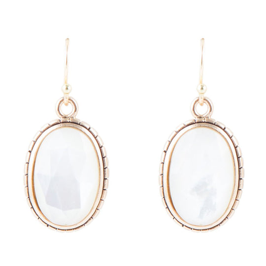Mother of Pearl Faceted Oval Earring