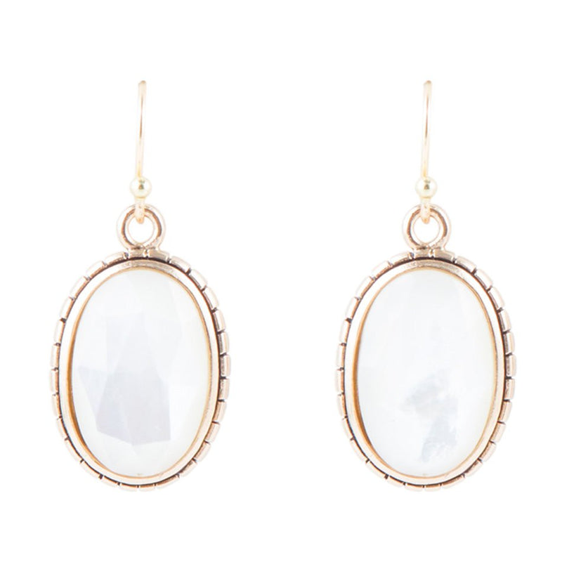 Mother of Pearl Faceted Oval Earring - Barse Jewelry