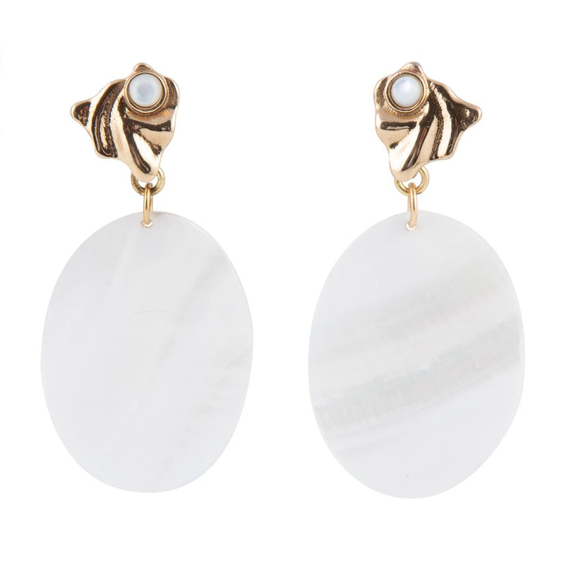 Mother of Pearl Slab Drop Earrings - Barse Jewelry