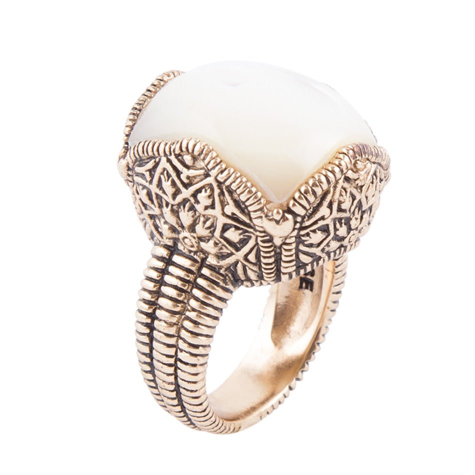 Mother of Pearl Square Bronze Ring - Barse Jewelry