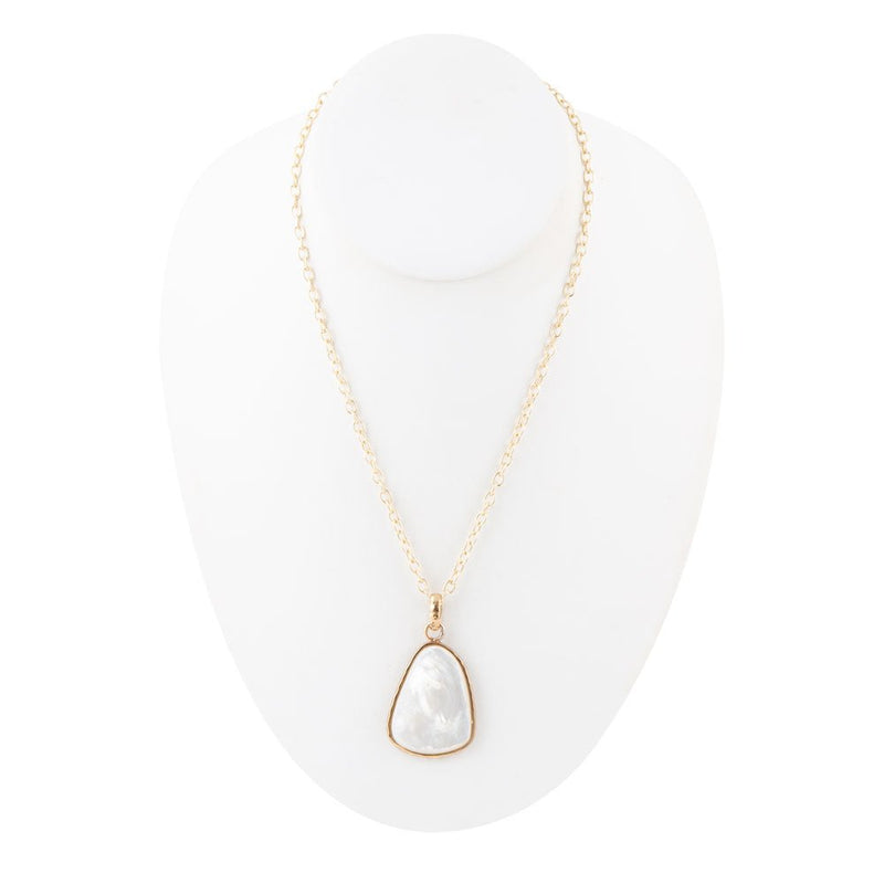 Mother of Pearl Teardrop and Bronze Pendant Necklace - Barse Jewelry