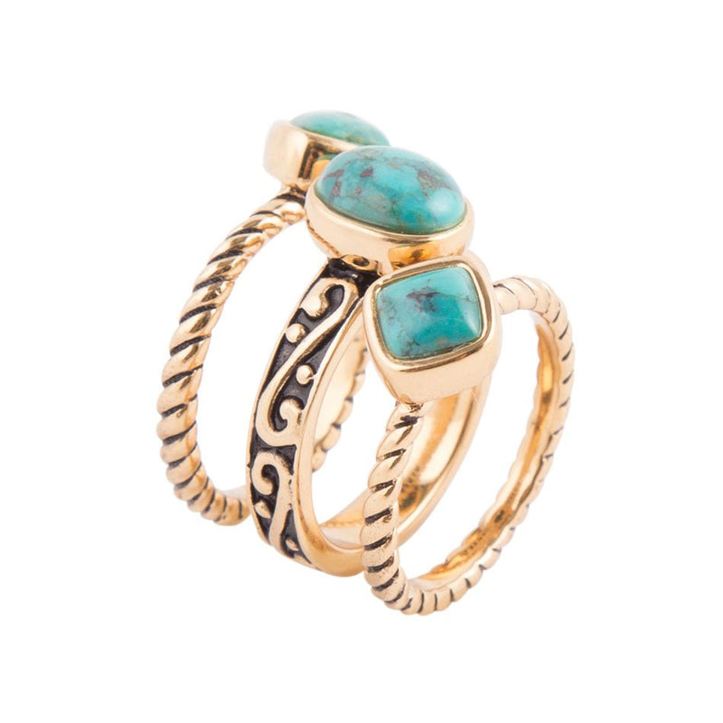 Multi-Shape Turquoise Trio Ring - Barse Jewelry