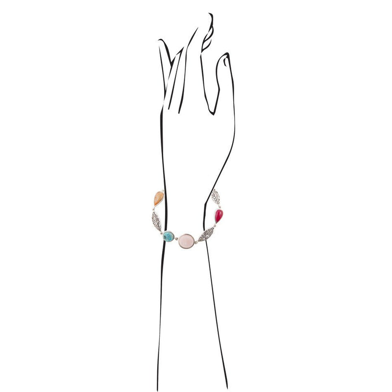 Multi Stone and Sterling Leaf Bracelet - Barse Jewelry