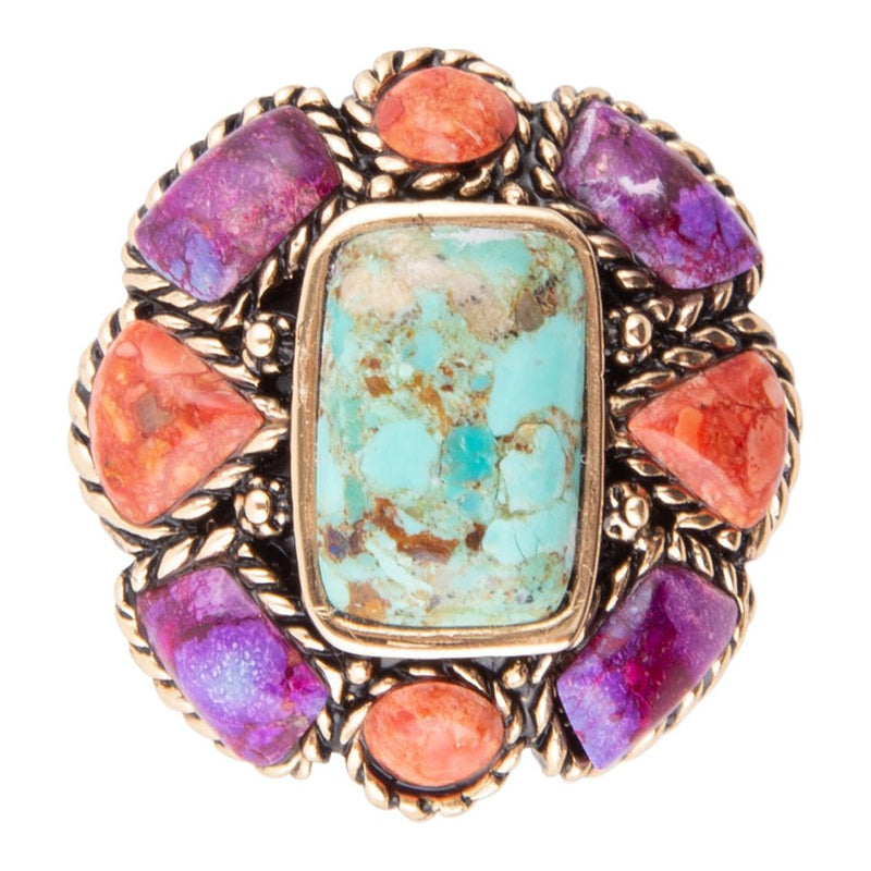 Multi-Stone Purple Floral Ring - Barse Jewelry