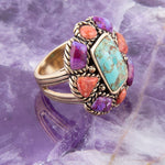 Multi-Stone Purple Floral Ring - Barse Jewelry