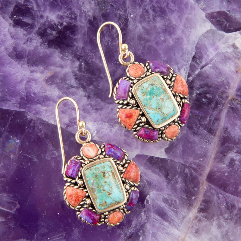 Native Color Multi Stone Turquoise Earrings - Barse Jewelry