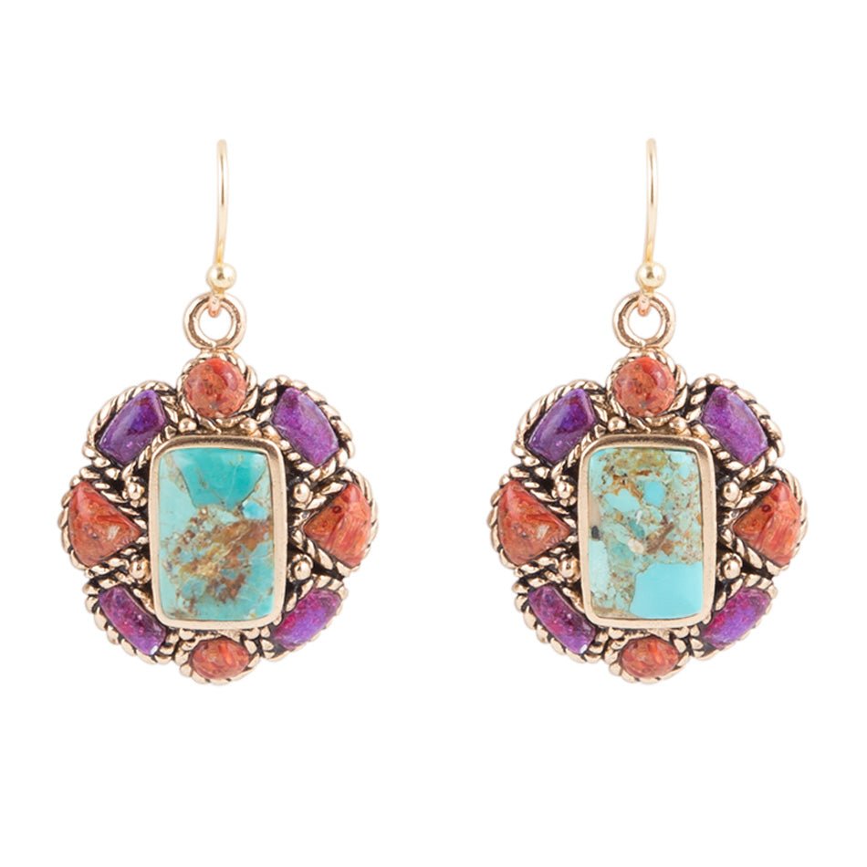 Native Color Multi Stone Turquoise Earrings - Barse Jewelry