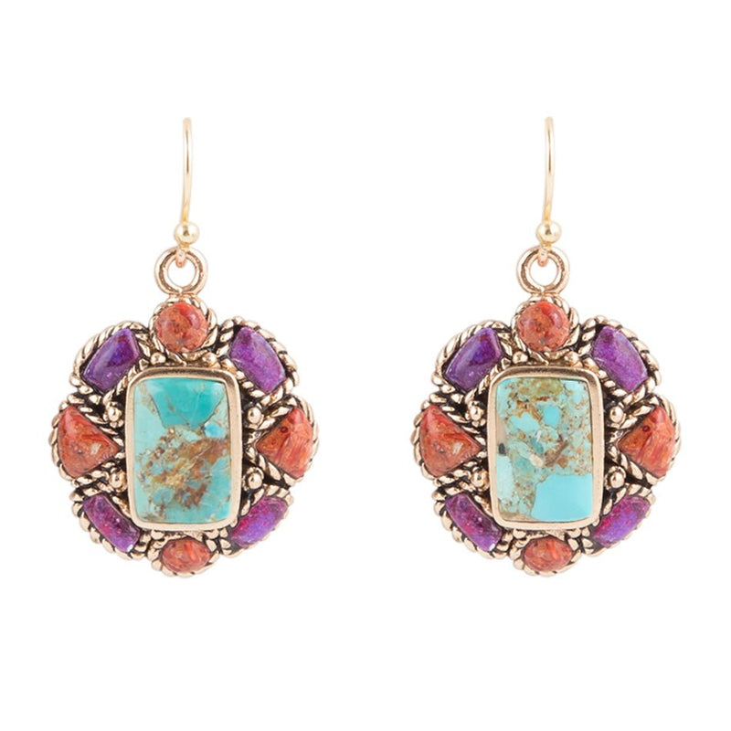 Native Color Multi Stone Turquoise Earrings - Barse Jewelry