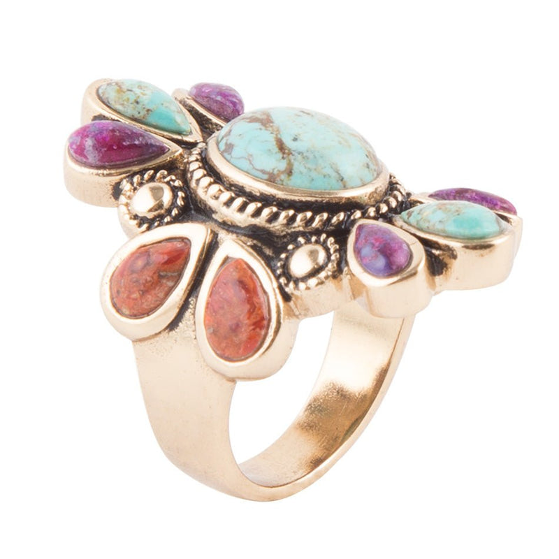 Native Color Turquoise Multi Stone Ring - Barse Jewelry