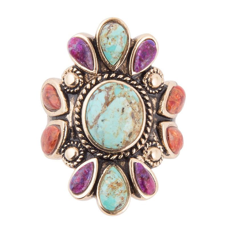 Native Color Turquoise Multi Stone Ring - Barse Jewelry