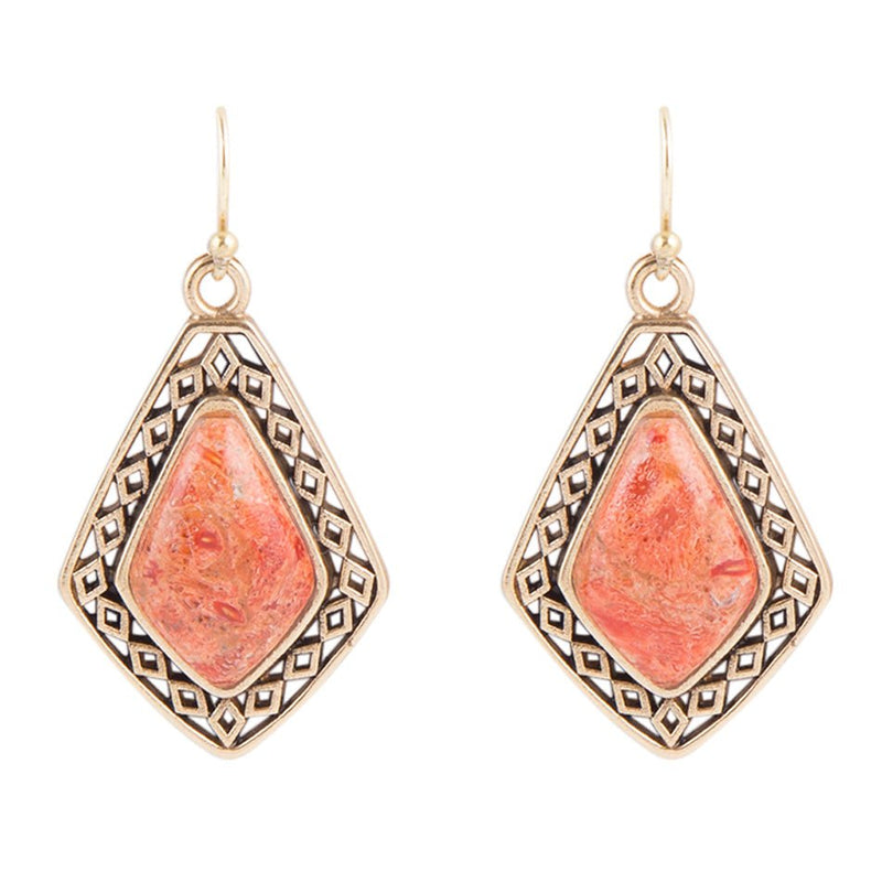 Native Vibe Orange Sponge Coral Arrow Earrings - Barse Jewelry
