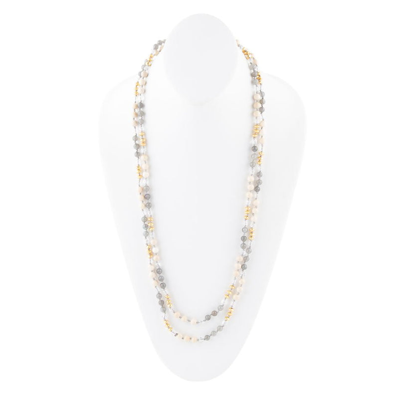 Natural Shine Grey Agate Endless Necklace - Barse Jewelry