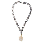 Natural White Druzy Marbled Resin Necklace - Barse Jewelry