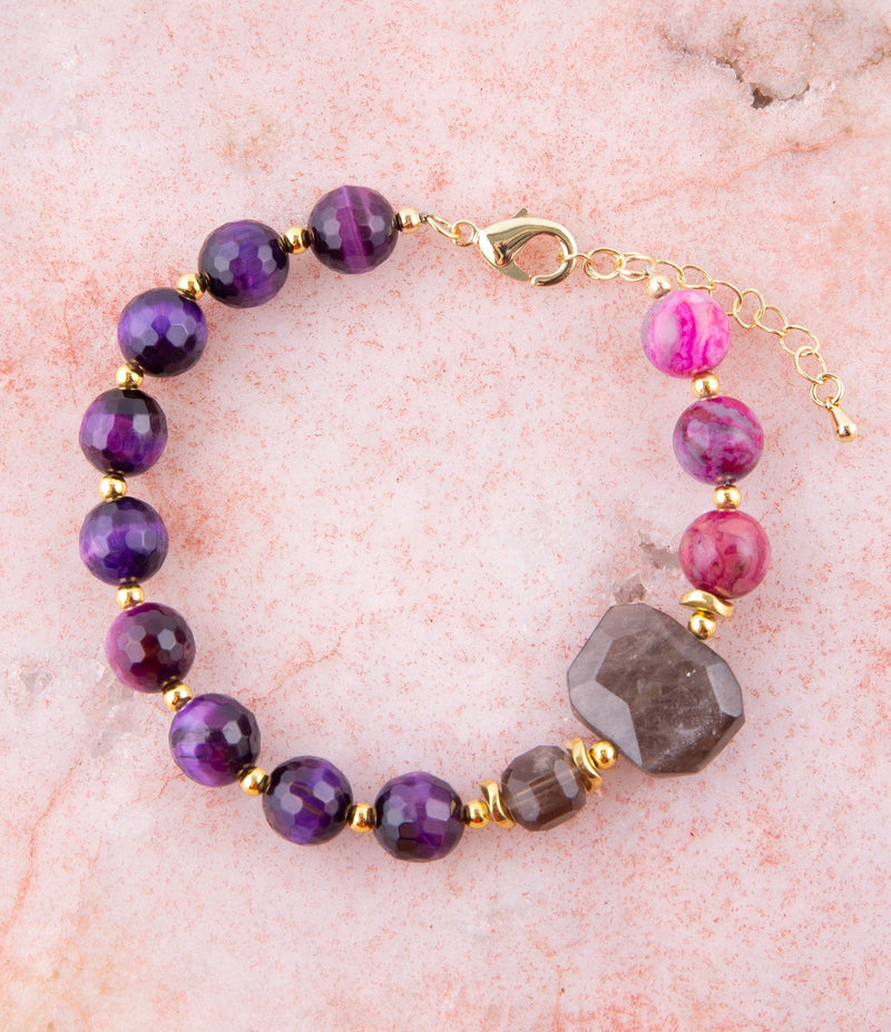 Smoky quartz bead bracelet sales