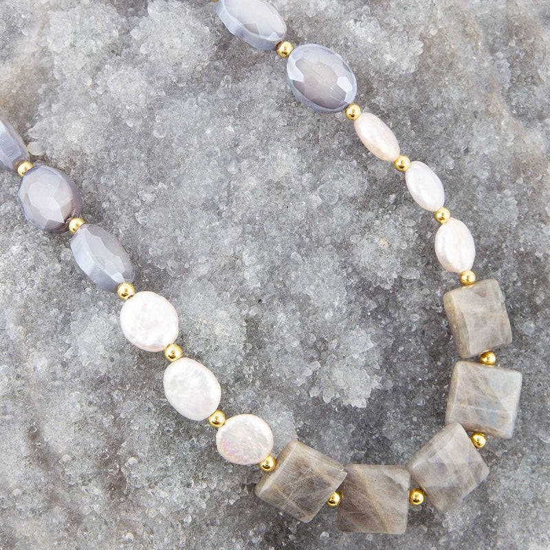 Noche Pearl and Labradorite Necklace - Barse Jewelry