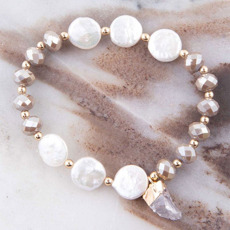 Noche Pearl Stretch Bracelet - Barse Jewelry