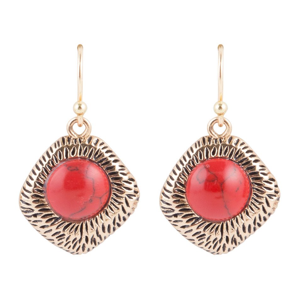 Nomad Red Howlite Earrings - Barse Jewelry