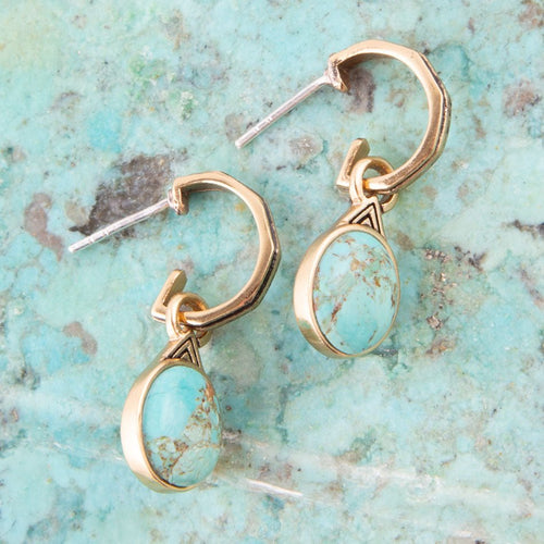 Nova Half-Hoop Turquoise and Bronze Earrings - Barse Jewelry