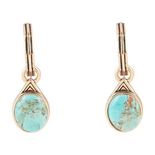 Nova Half-Hoop Blue Turquoise and Golden Earrings