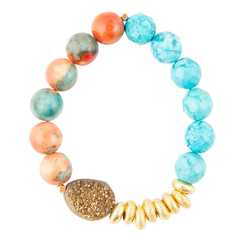 Ocean Jade and Druzy Stretch Bracelet - Barse Jewelry