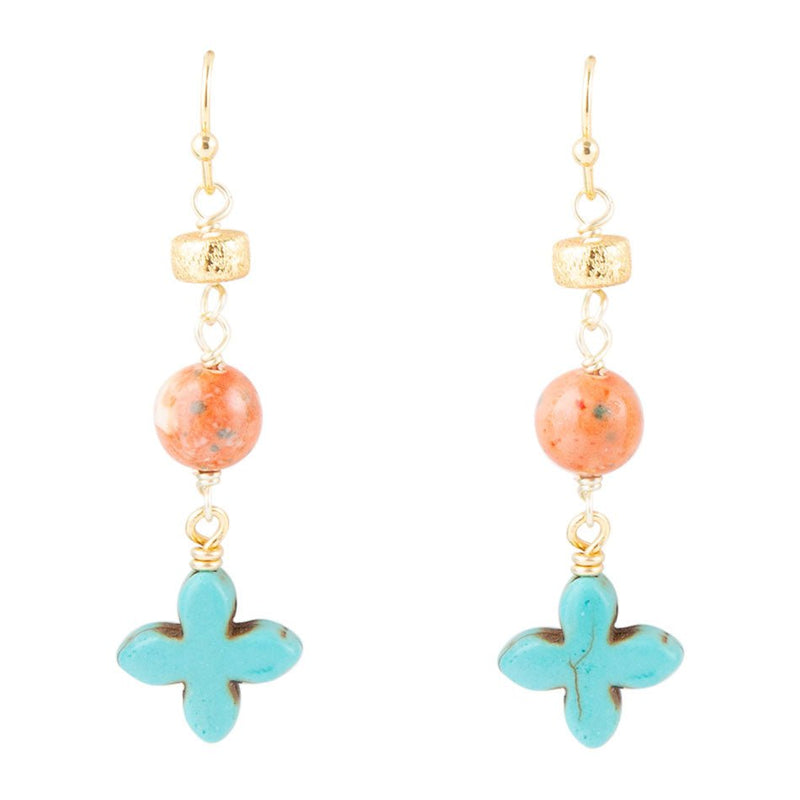Ocean Jade Cross Earrings - Barse Jewelry