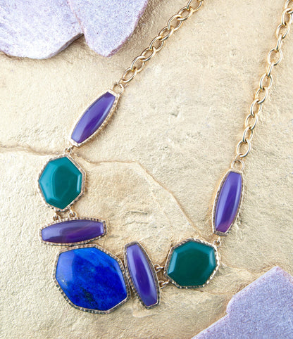 Odyssey Lapis Multi Stone Statement Necklace - Barse Jewelry