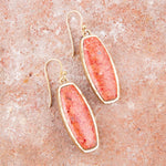 Odyssey Long Orange Sponge Coral Bronze Statement Earrings - Barse Jewelry