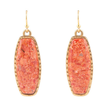 Odyssey Long Orange Sponge Coral Bronze Statement Earrings - Barse Jewelry