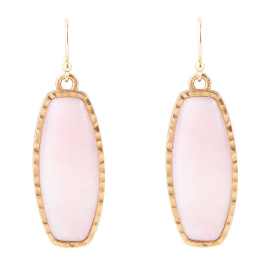 Odyssey Long Pink Opal and Bronze Earrings