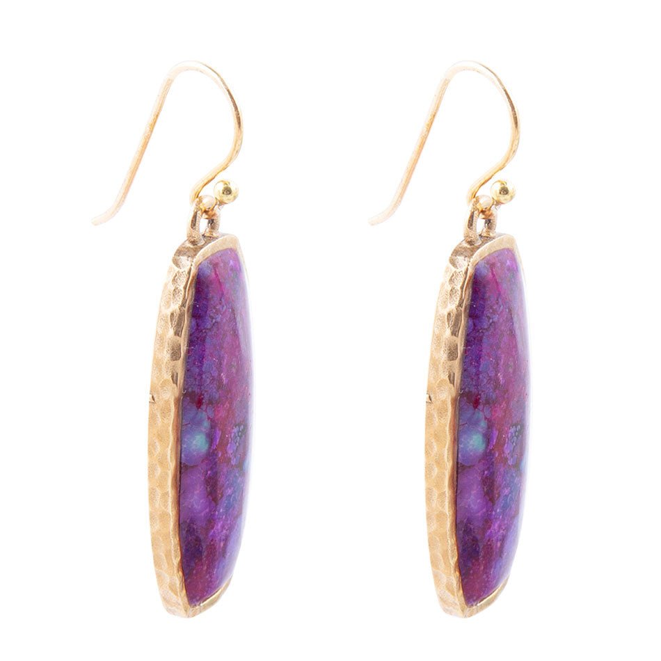 Odyssey Long Purple Turquoise and Bronze Statement Earrings - Barse Jewelry