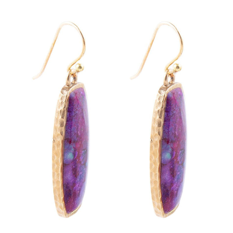 Odyssey Long Purple Turquoise and Bronze Statement Earrings - Barse Jewelry