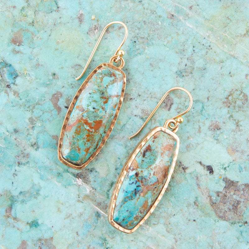 Odyssey Long Turquoise and Bronze Statement Earrings - Barse Jewelry