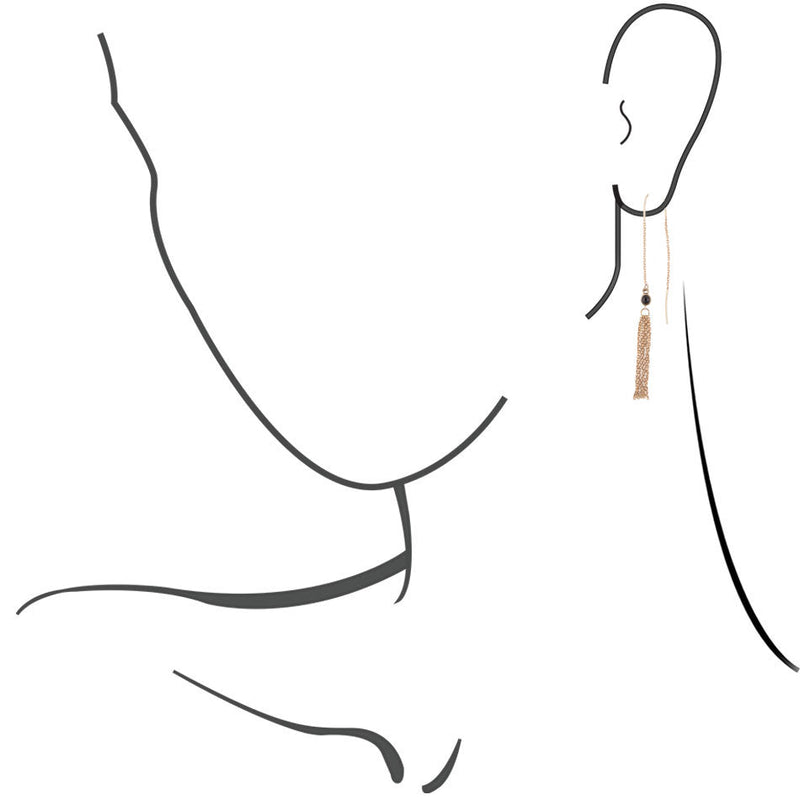 Onyx and Chain Threader Earrings - Barse Jewelry