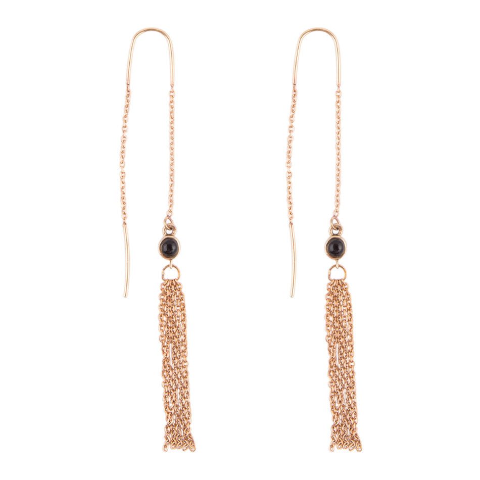 Onyx and Chain Threader Earrings - Barse Jewelry