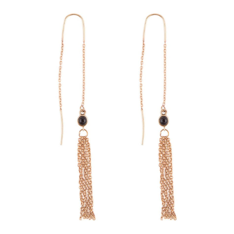 Onyx and Chain Threader Earrings - Barse Jewelry
