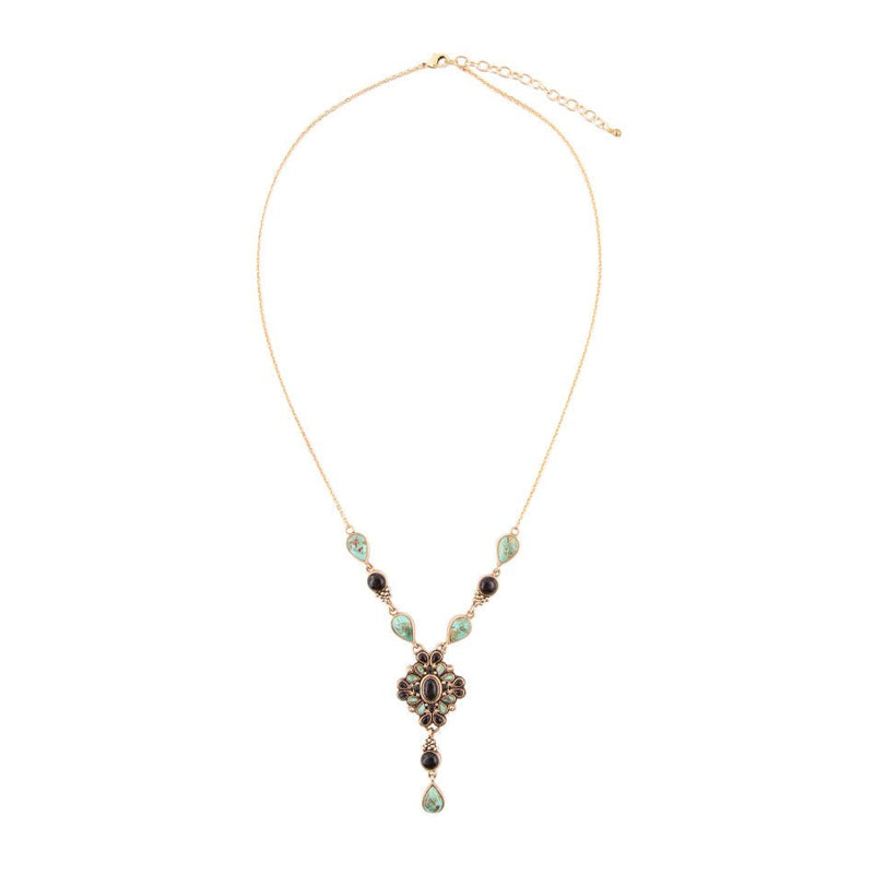 Onyx and Turquoise Barcelona Y-Necklace - Barse Jewelry