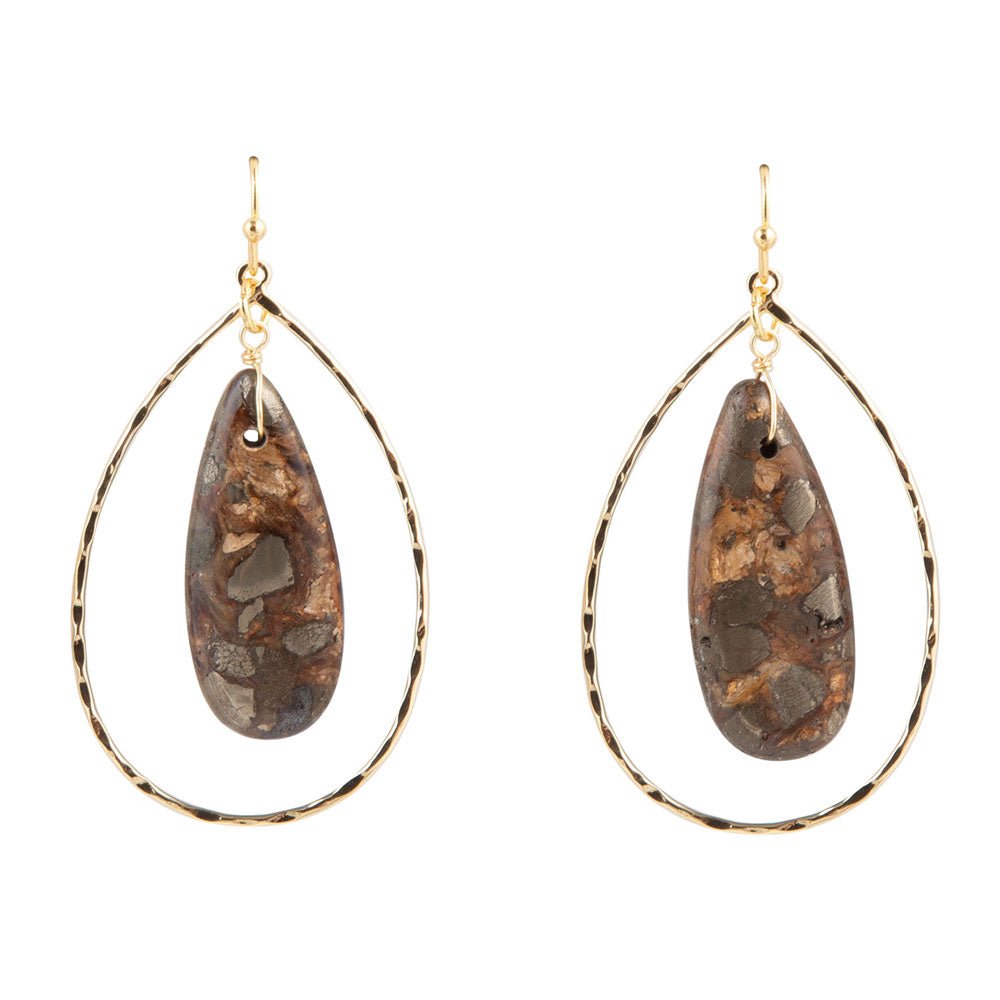 Onyx Matrix Teardrop Statement Earring - Barse Jewelry